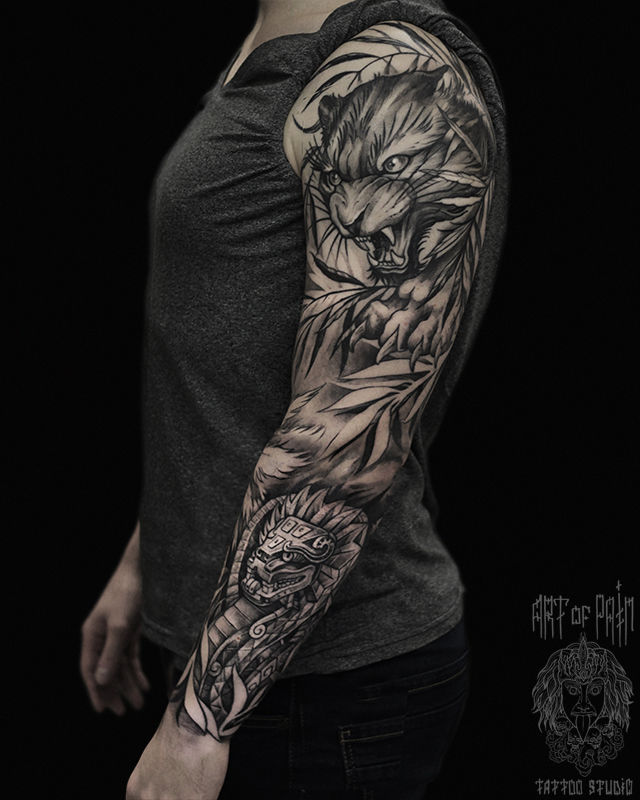 Татуировка мужская графика тату-рукав пума – Мастер тату: 