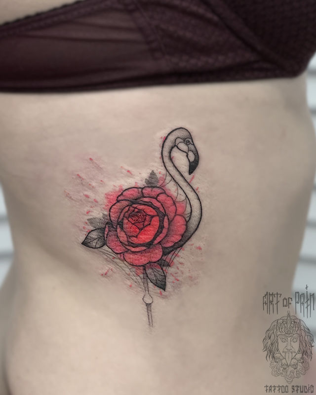 Татуировка женская графика на богу фламинго – Мастер тату: 
