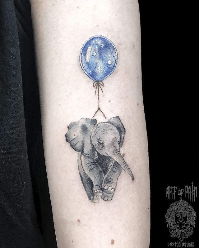 Татуировка женская графика на руке слоненок – Мастер тату: Мария Котова