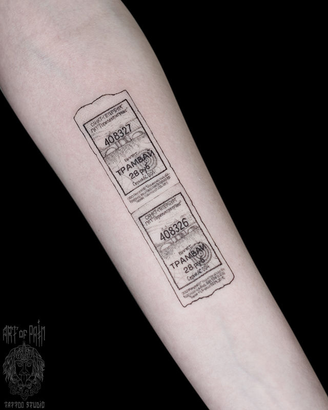 Татуировка женская графика на предплечье билеты – Мастер тату: 