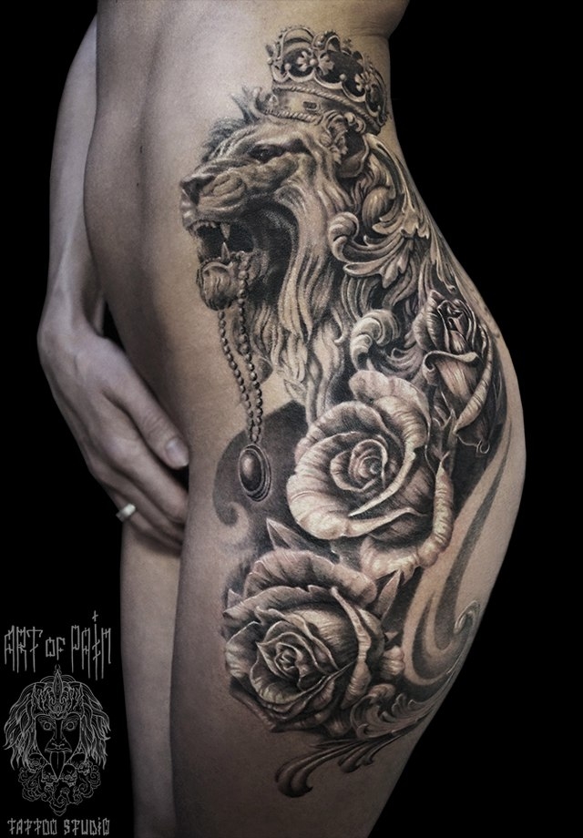  Татуировка женская чикано на бедре розы – Мастер тату: 