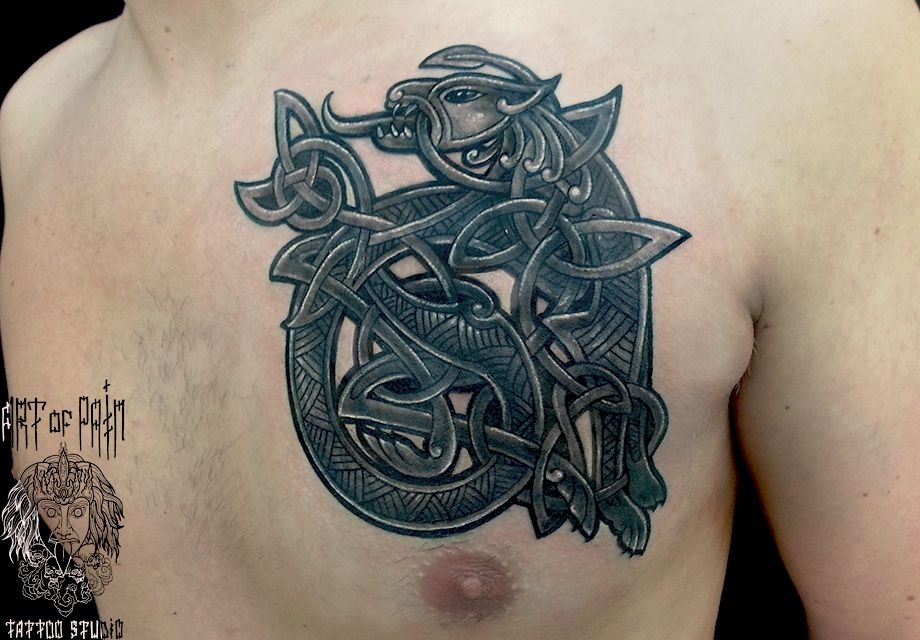 Татуировка мужская Black&Grey на груди кельтика – Мастер тату: 