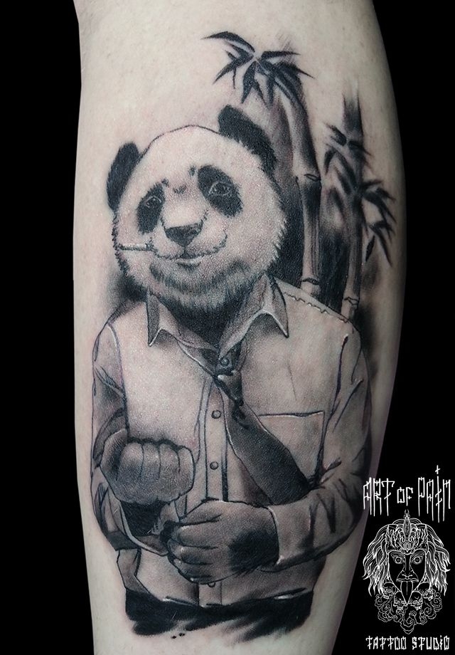 Татуировка мужская Black&Grey на предплечье панда – Мастер тату: 