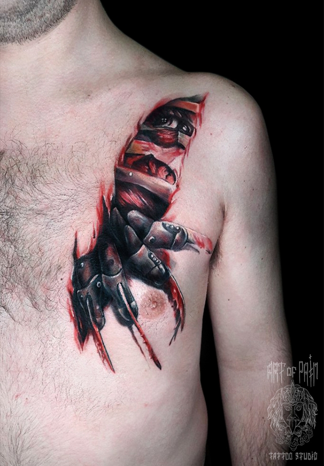 Татуировка мужская хоррор на груди крюгер – Мастер тату: 
