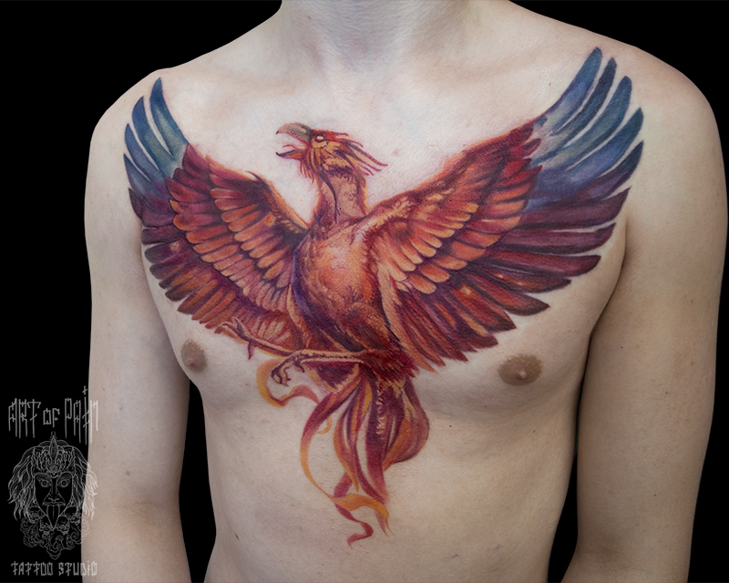 Татуировка мужская фентези на груди феникс – Мастер тату: 