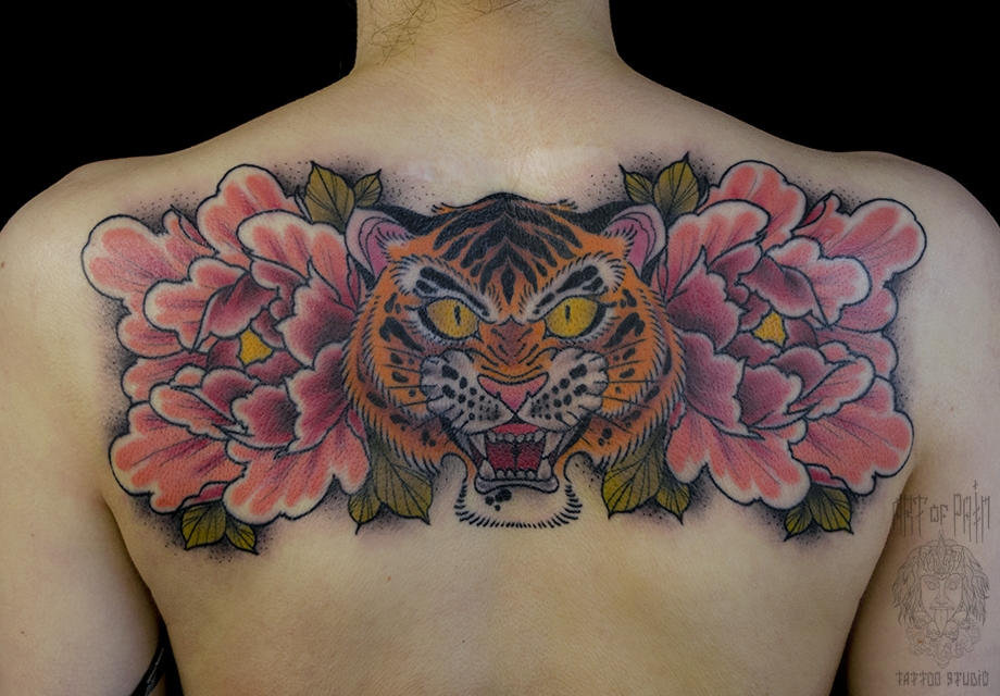 Татуировка мужская япония на спине тигр – Мастер тату: Марк Акулов