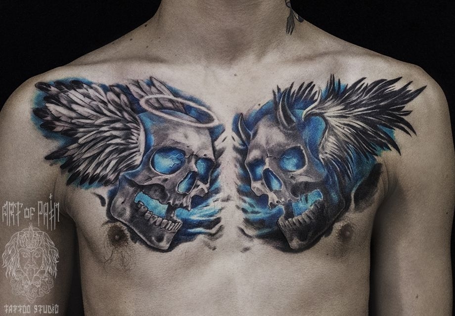 Татуировка мужская фентези на груди череп – Мастер тату: 