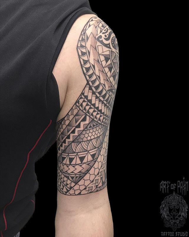 Татуировка мужская полинезия на плече орнамент – Мастер тату: 