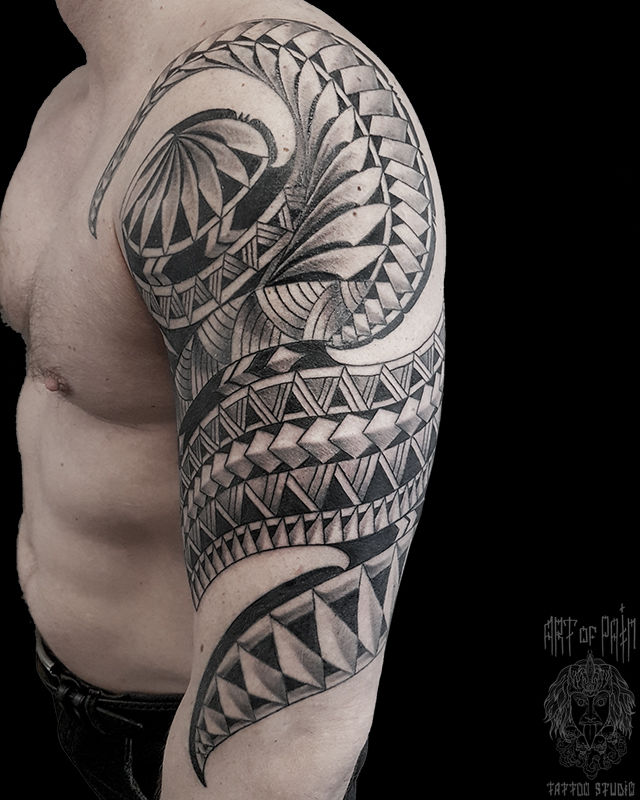 Татуировка мужская полинезия на плече узор – Мастер тату: 