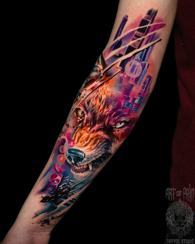 Татуировка женская реализм на руке лиса – Мастер тату: Дмитрий Шейб