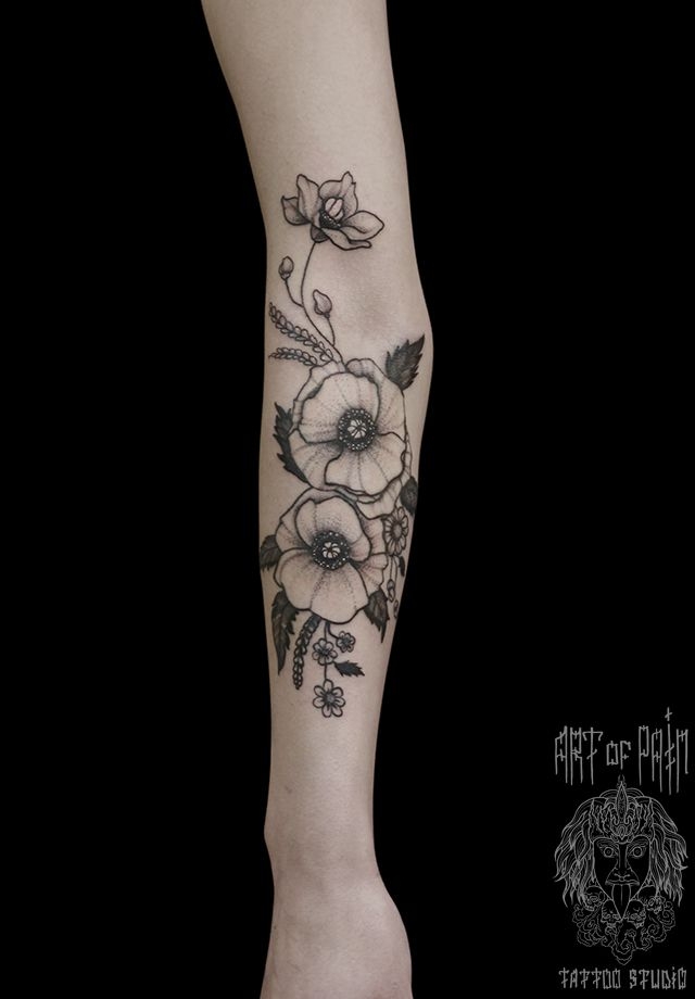 Татуировка женская графика на предплечье полевые цветы – Мастер тату: 