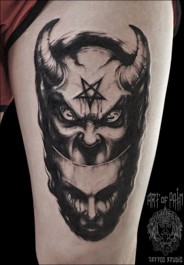 Татуировка мужская графика на предплечье дьявол – Мастер тату: 