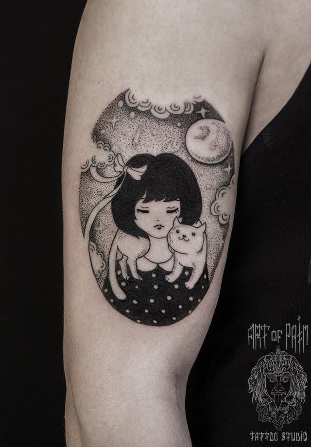 Татуировка женская графика на руке кот – Мастер тату: 