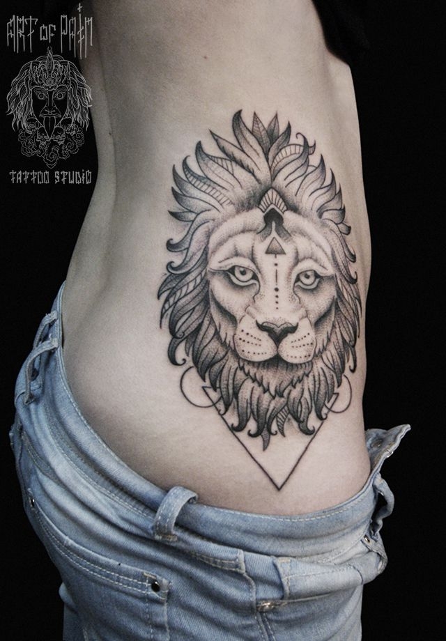 Татуировка женская графика на боку лев – Мастер тату: 