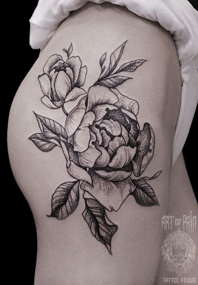 Татуировка женская графика на бедре роза – Мастер тату: 