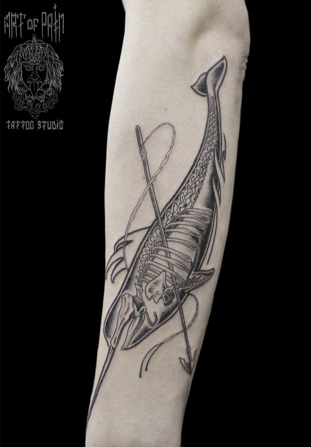 Татуировка мужская графика на предплечье рыбы – Мастер тату: 