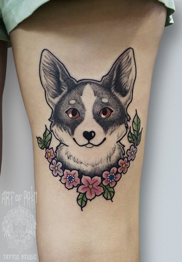 Татуировка мужская графика на руке собака – Мастер тату: 