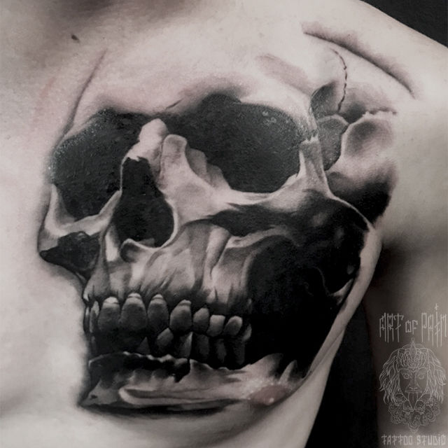 Татуировка мужская реализм на груди череп – Мастер тату: 