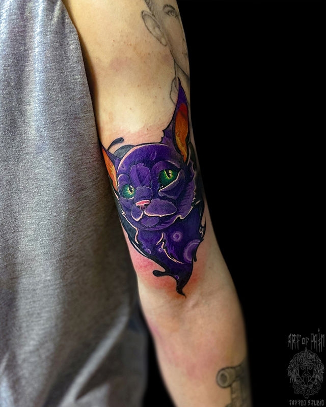 Татуировка мужская нео-трад на руке кот – Мастер тату: 