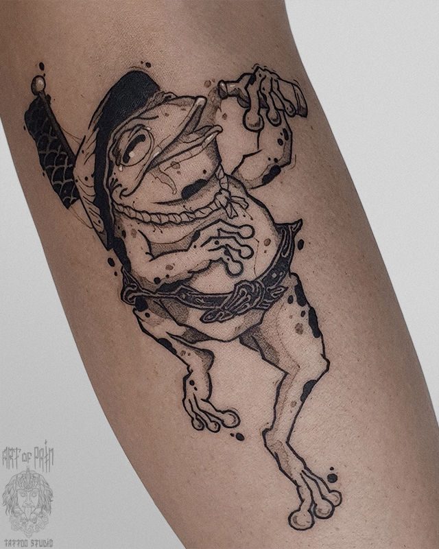 Татуировка женская графика на голени лягушка – Мастер тату: 