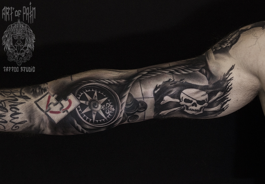 Татуировка мужская реализм на руке компас – Мастер тату: 