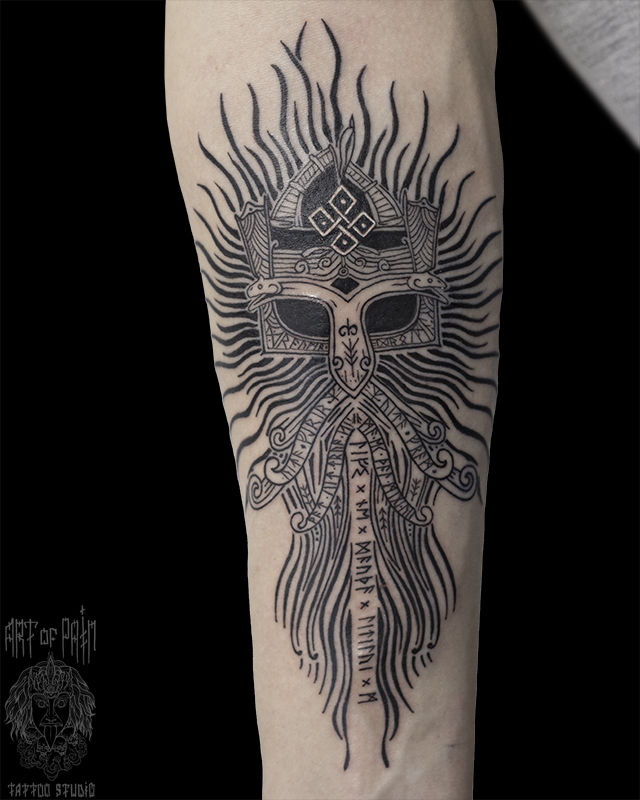 Татуировка мужская графика на предплечье викинг – Мастер тату: 