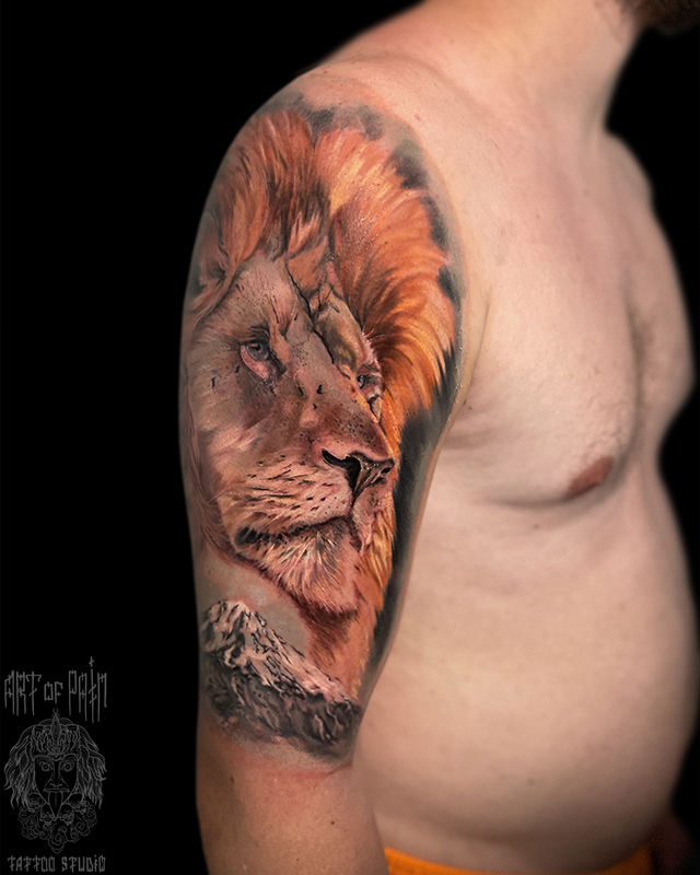 Татуировка мужская реализм на плече лев – Мастер тату: 