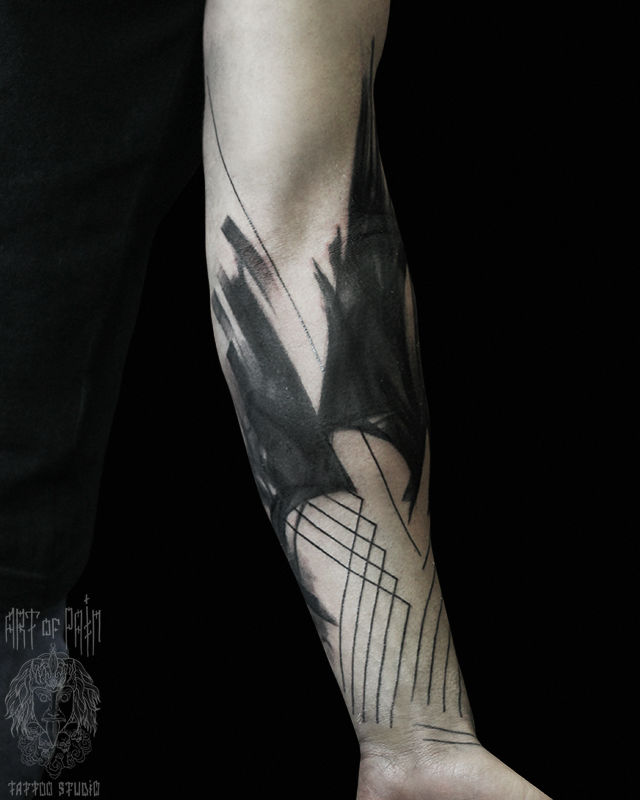 Татуировка мужская графика на руке (внутренняя сторона) абстракция – Мастер тату: 
