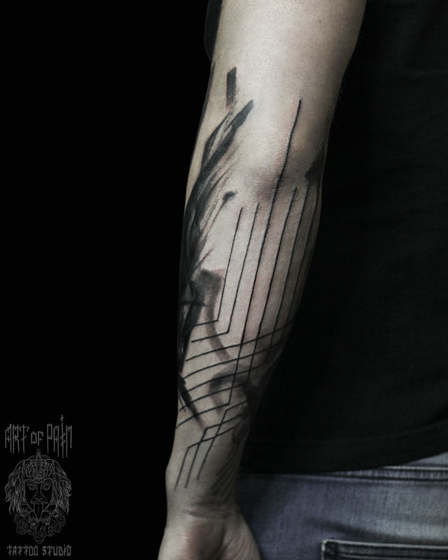 Татуировка мужская графика на руке абстракция – Мастер тату: 