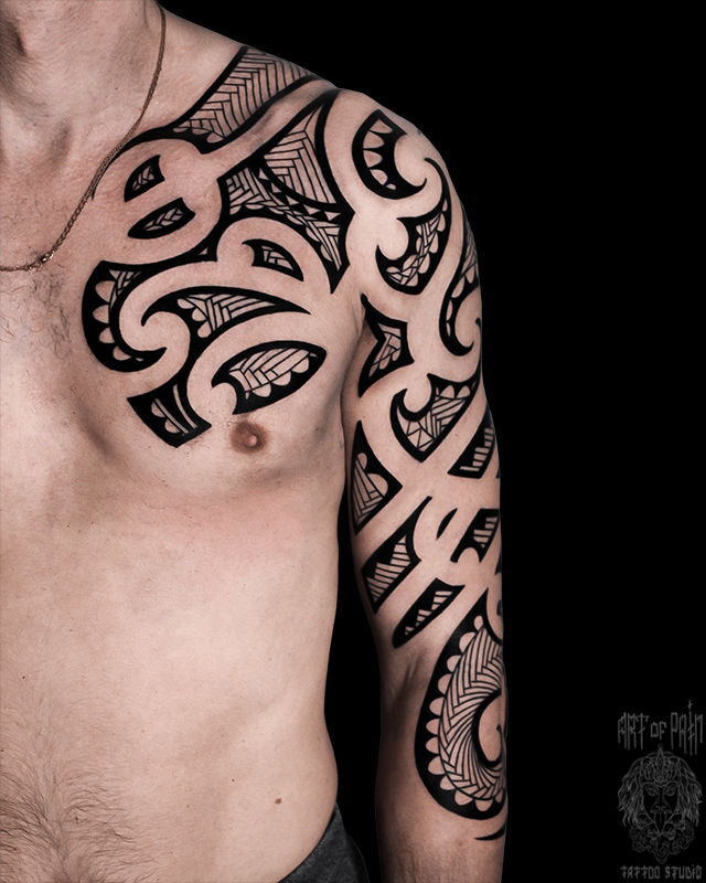 Татуировка мужская орнаментал тату-рукав узор – Мастер тату: Юрий Хандрыкин