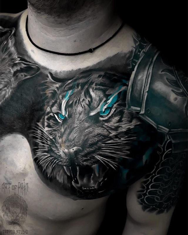 Татуировка мужская реализм на груди тигр – Мастер тату: 