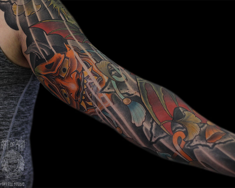 Татуировка мужская япония тату-рукав ханья – Мастер тату: Марк Акулов