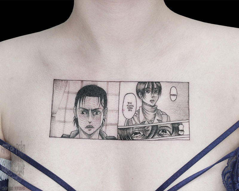 Татуировка женская графика на груди аниме – Мастер тату: Анастасия Родина