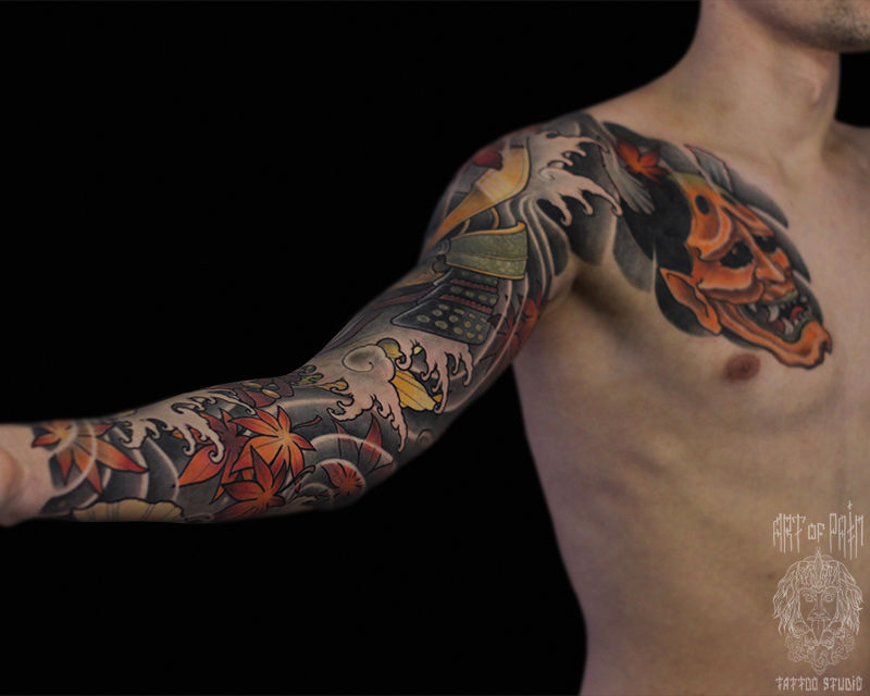 Татуировка мужская япония тату-рукав ханья кленовые листья – Мастер тату: Марк Акулов