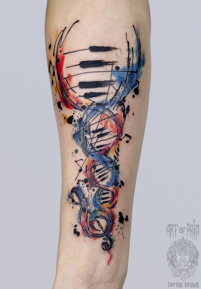 Татуировка женская акварель на предплечье музыка – Мастер тату: Анастасия Родина
