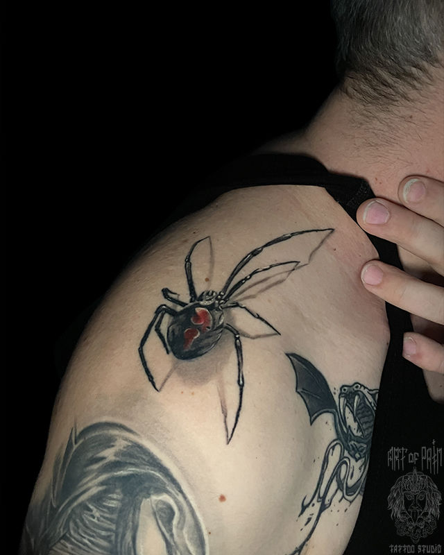 Татуировка мужская реализм на плече паук – Мастер тату: 