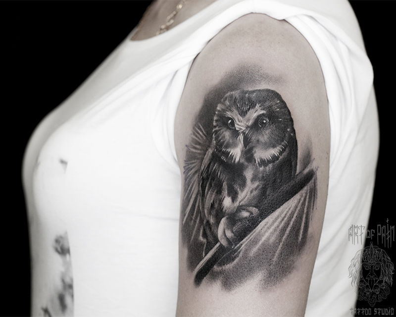 Татуировка женская реализм на плече сова – Мастер тату: 