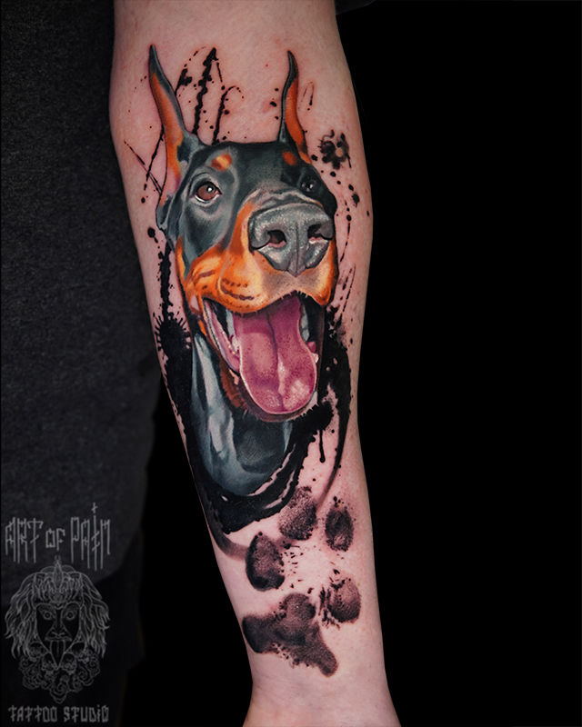 Татуировка женская реализм на предплечье собака – Мастер тату: Анастасия Юсупова