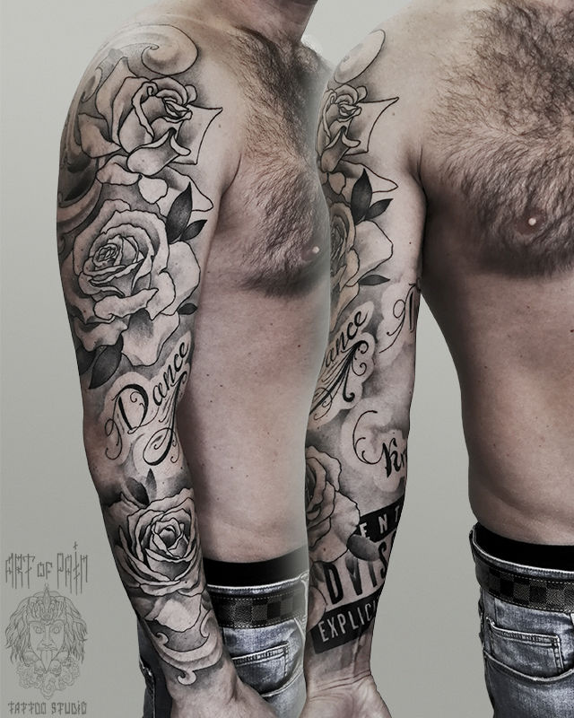 Татуировка мужская чикано тату-рукав розы – Мастер тату: 
