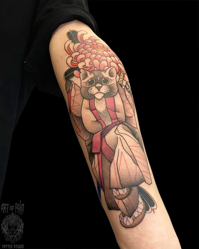 Татуировка женская япония на предплечье кот – Мастер тату: 