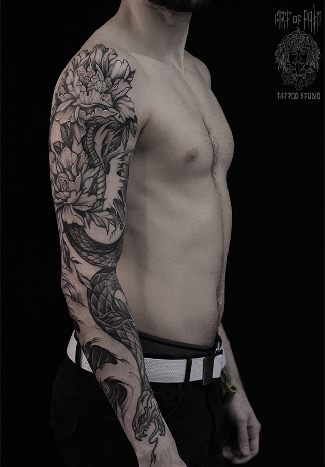 Татуировка мужская графика тату-рукав змея – Мастер тату: 