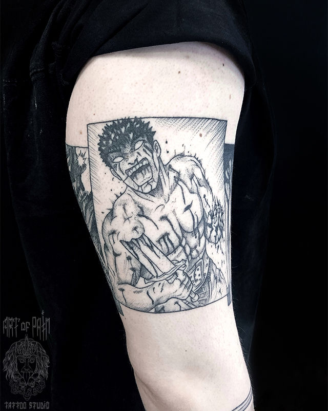Татуировка мужская графика на плече аниме – Мастер тату: Мария Котова