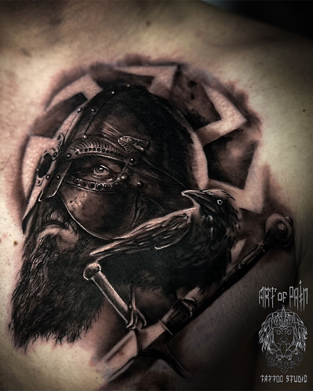Татуировка мужская реализм на груди воин – Мастер тату: Евгений Кузьменков
