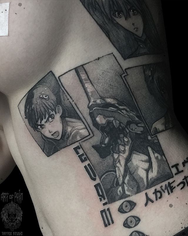 Татуировка женская графика на боку аниме – Мастер тату: Денис Марченко