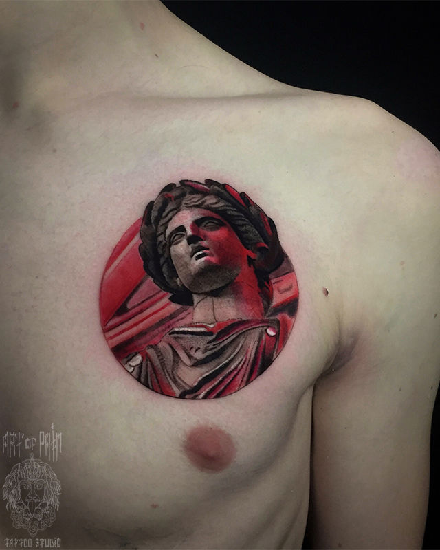Татуировка мужская реализм на груди портрет – Мастер тату: Анастасия Юсупова