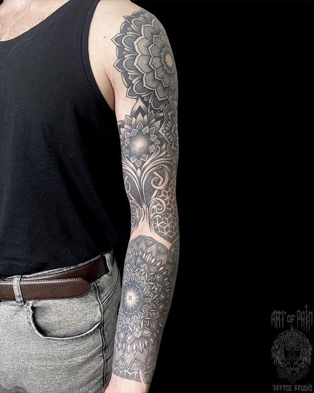 Татуировка мужская орнаментал тату-рукав мандалы, орнамент – Мастер тату: Николай Орф