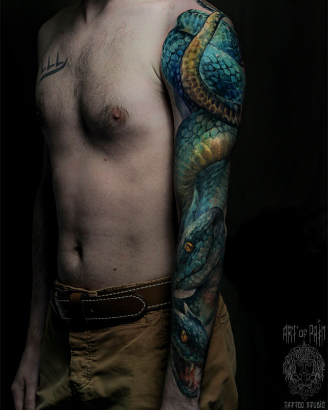 Татуировка мужская реализм тату-рукав змеи – Мастер тату: 