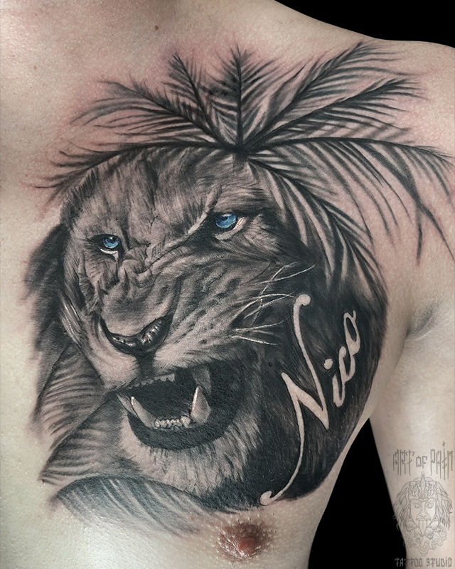 Татуировка мужская реализм на груди лев – Мастер тату: 
