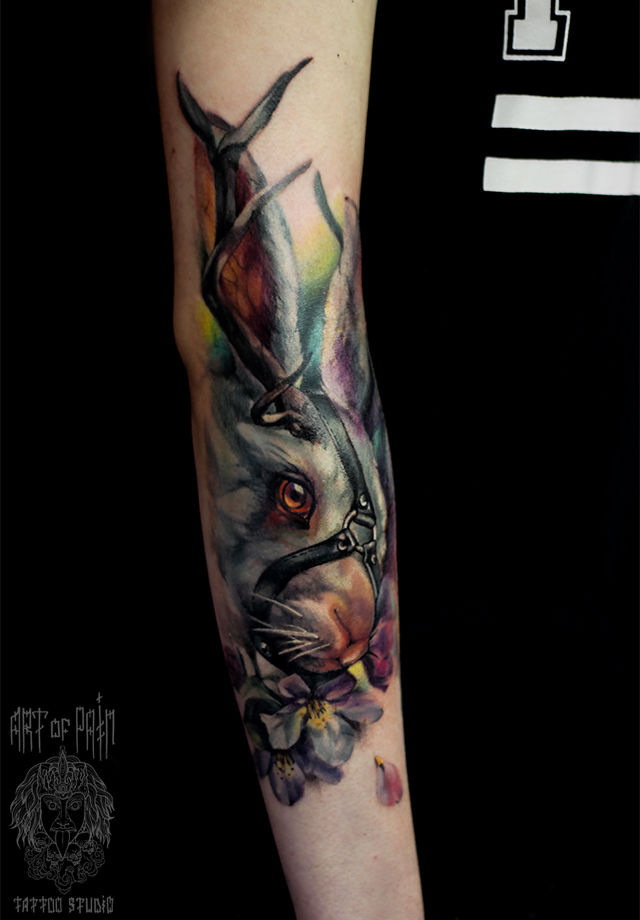 Татуировка женская реализм на руке заяц – Мастер тату: 