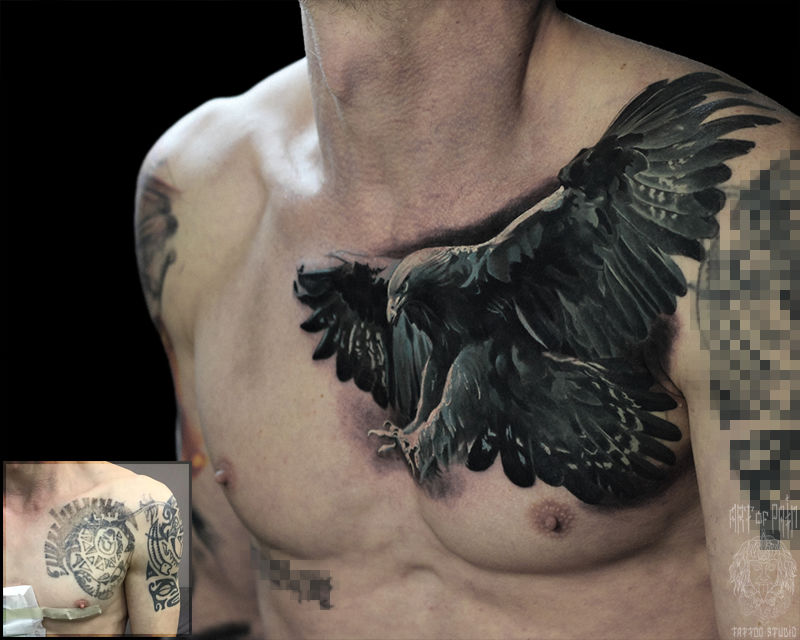 Татуировка мужская реализм на груди орел – Мастер тату: Александр Pusstattoo
